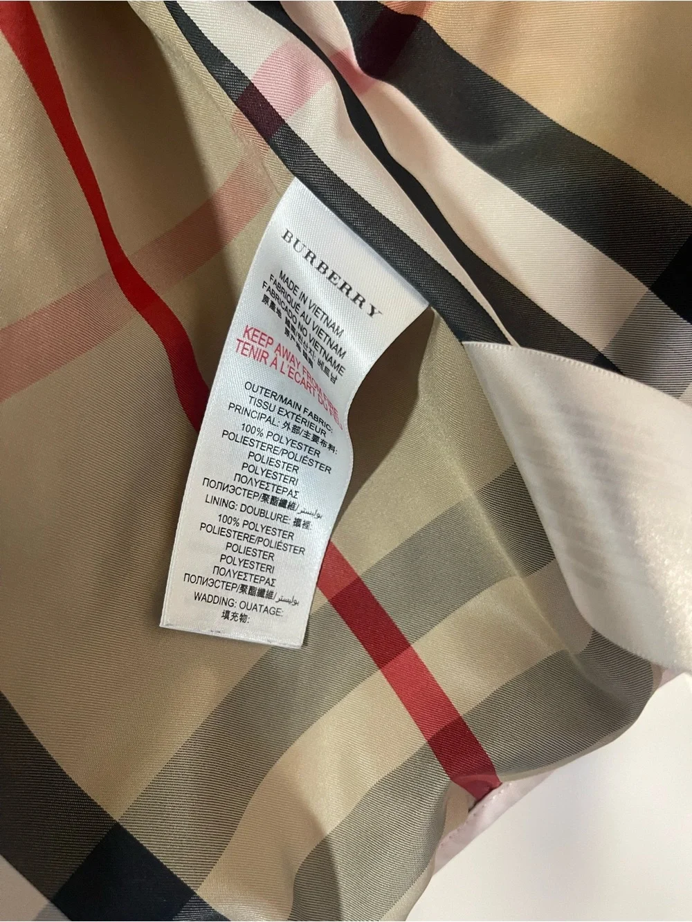 Burberry Kids Pale Pink Quilted Jacket with Signature Check Lining